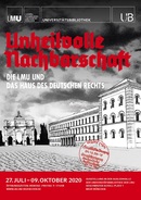 Plakat der Ausstellung Unheilvolle Nachbarschaft – Die LMU und das „Haus des Deutschen Rechts“